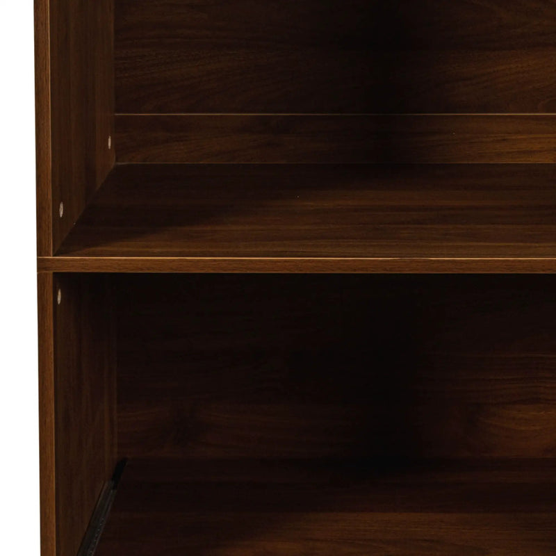 Tall Kitchen Pantry Cabinet With 4 Tier Side Shelf, 2 Drawers, Freestanding Food Hutch With Microwave Stand For Dining Room - Walnut by HouseOfZazla