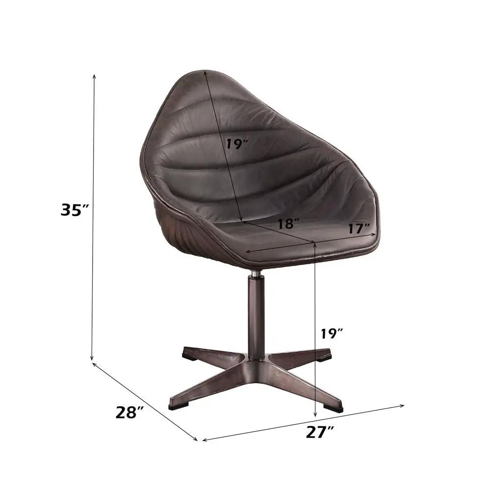 Pipino - Accent Chair With Swivel - Antique Ebony Top Grain Leather by Unique Piece Furniture