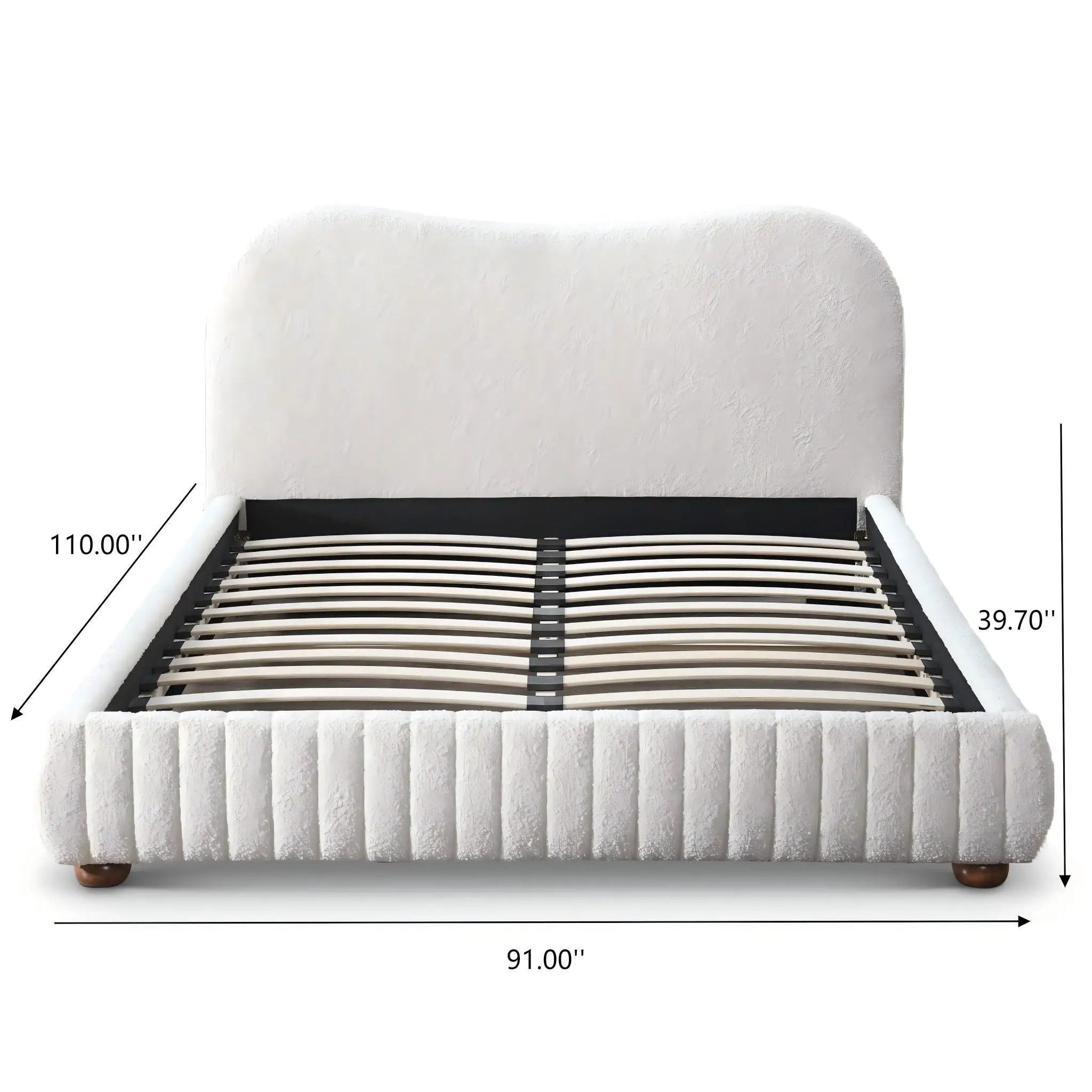 Norme - Queen Size Upholstered Low Profile Platform Bed - Cream by Unique Piece Furniture