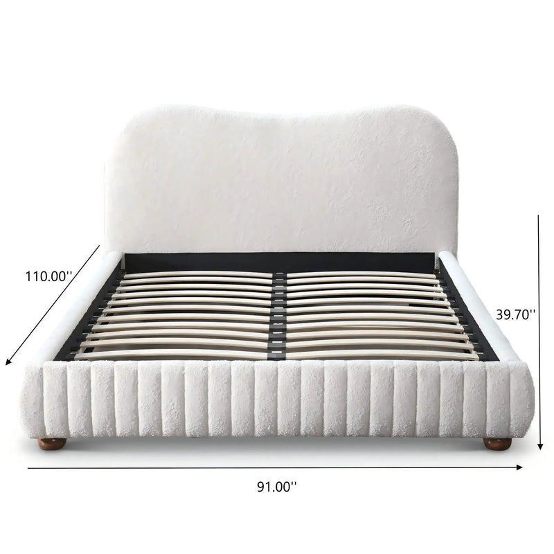Norme - Queen Size Upholstered Low Profile Platform Bed - Cream by Unique Piece Furniture