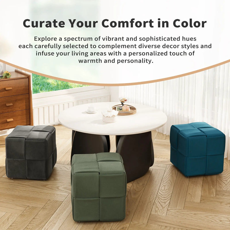 Modern Ottoman Foot Rest With Woven Design by Unique Piece Furniture