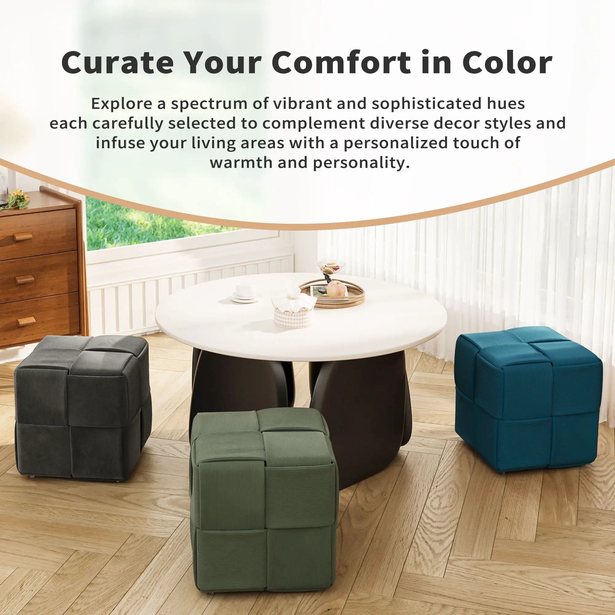 Modern Ottoman Foot Rest With Woven Design by Unique Piece Furniture