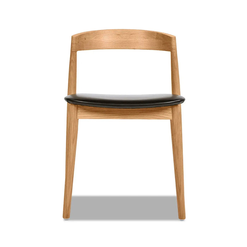 Raven - Stacking Sculpted Oak Dining Chair - Warm Natural Brown / Black by Unique Piece Furniture