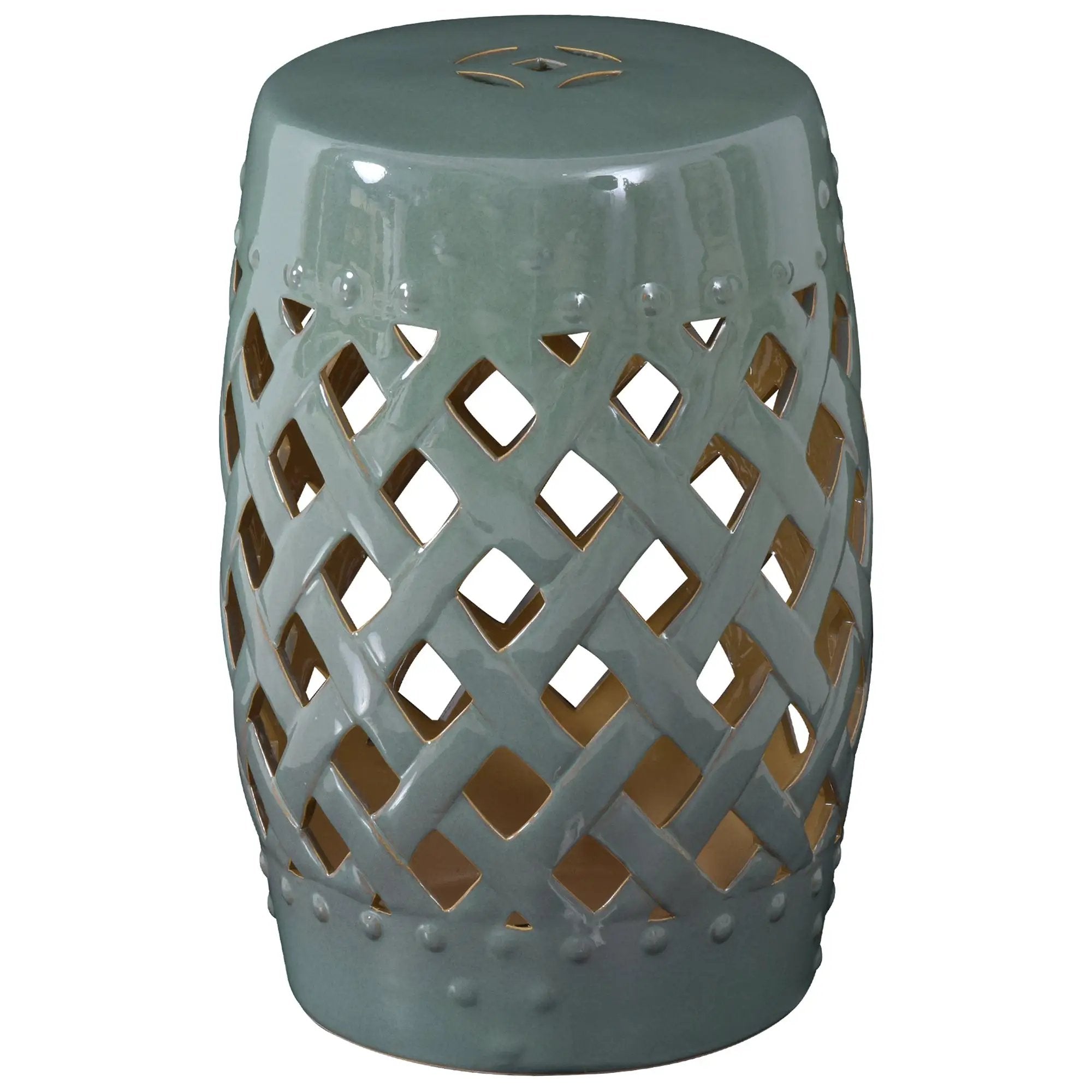 Outsunny 13' x 18' Ceramic Garden Stool with Woven Lattice Design & Glazed Finish by HouseOfZazla