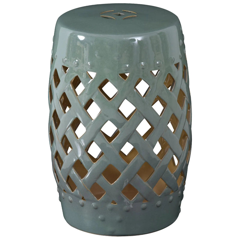 Outsunny 13' x 18' Ceramic Garden Stool with Woven Lattice Design & Glazed Finish by HouseOfZazla