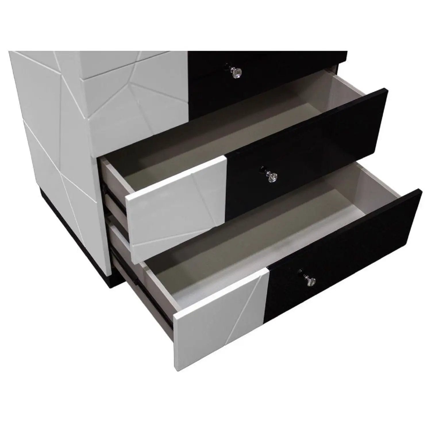 5 Drawer Chest Storage Unit, Clothes Organizer, Geometric Pattern - White / Black by Unique Piece Furniture