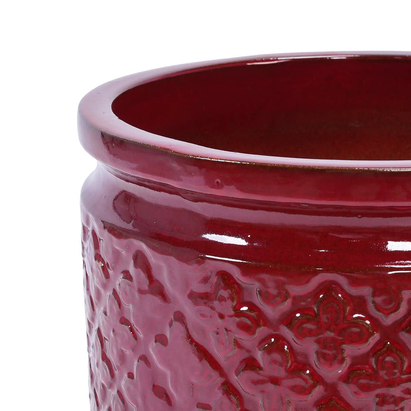 3 Pieces Ceramic Flowerpot Set, Bean Paste Red by HouseOfZazla
