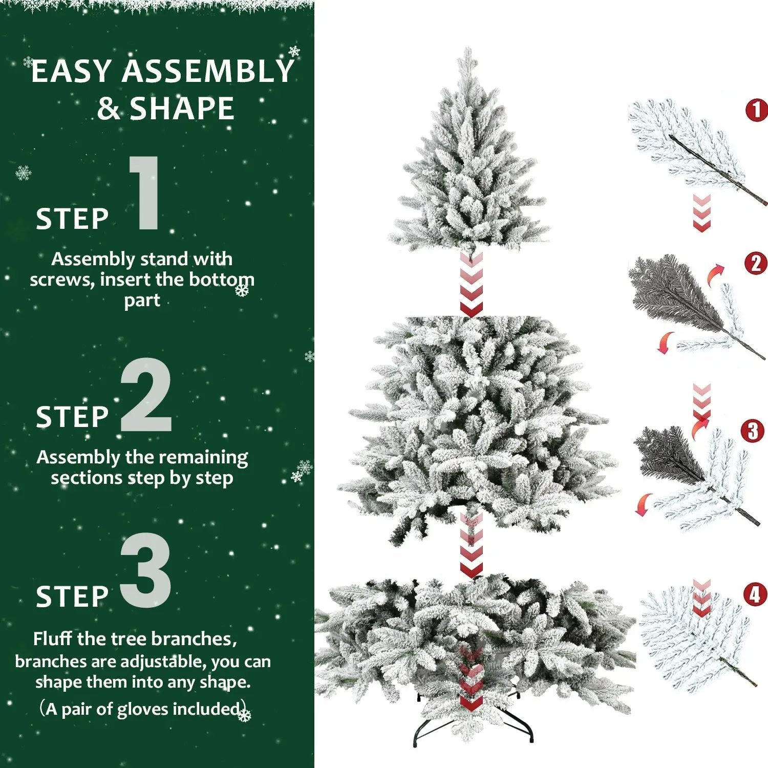 7ft Flocked Christmas Tree with 1514 Tips by HouseOfZazla