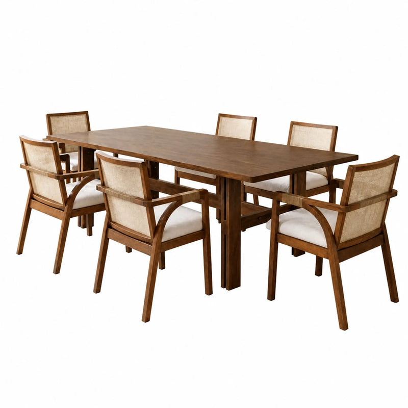 7-Piece Dining Table Set for 6, 71" Rectangular by HouseOfZazla