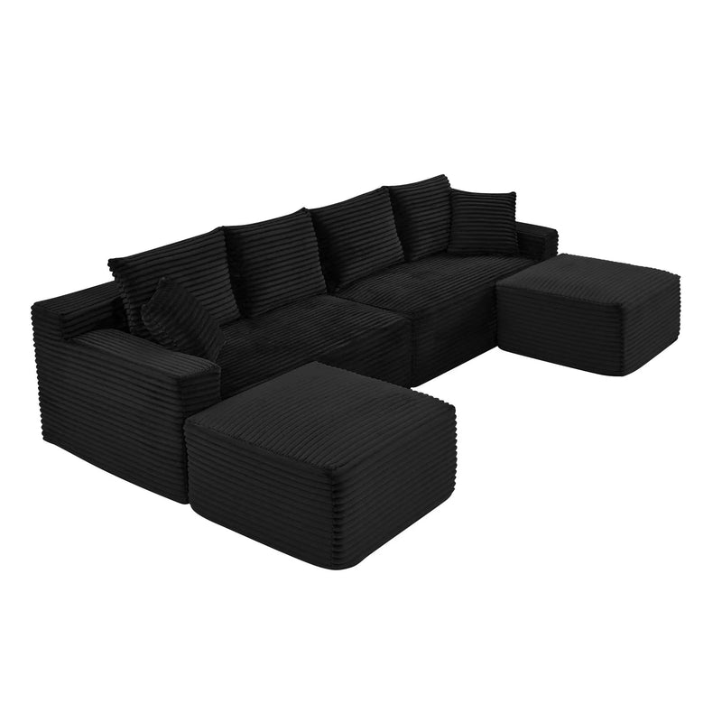 115" Comfy U-Shaped Sectional with Chaise and Ottoman by HouseOfZazla