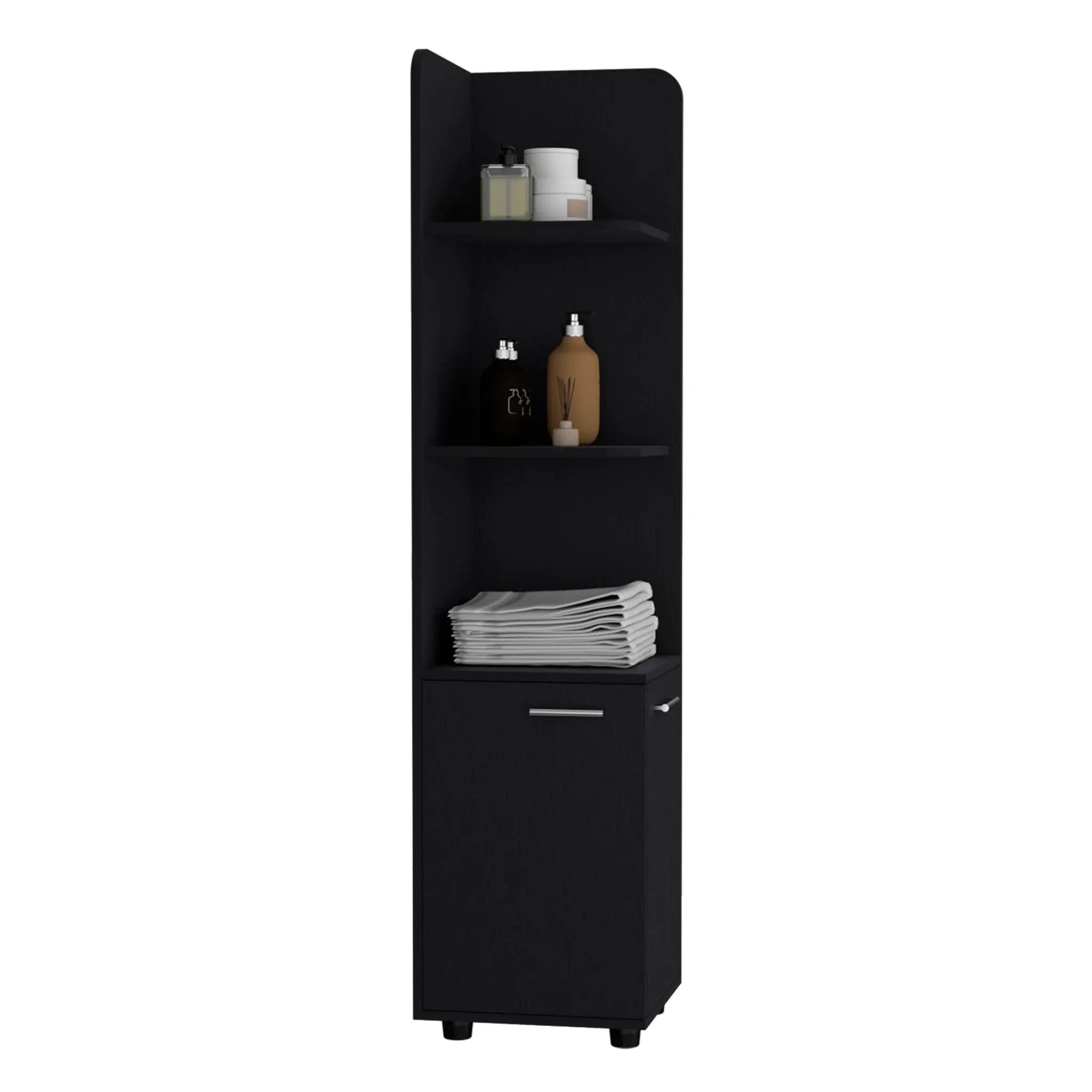 Corner Cabinet Tall With 3 Tier Shelf And 2 Door - Black by Unique Piece Furniture