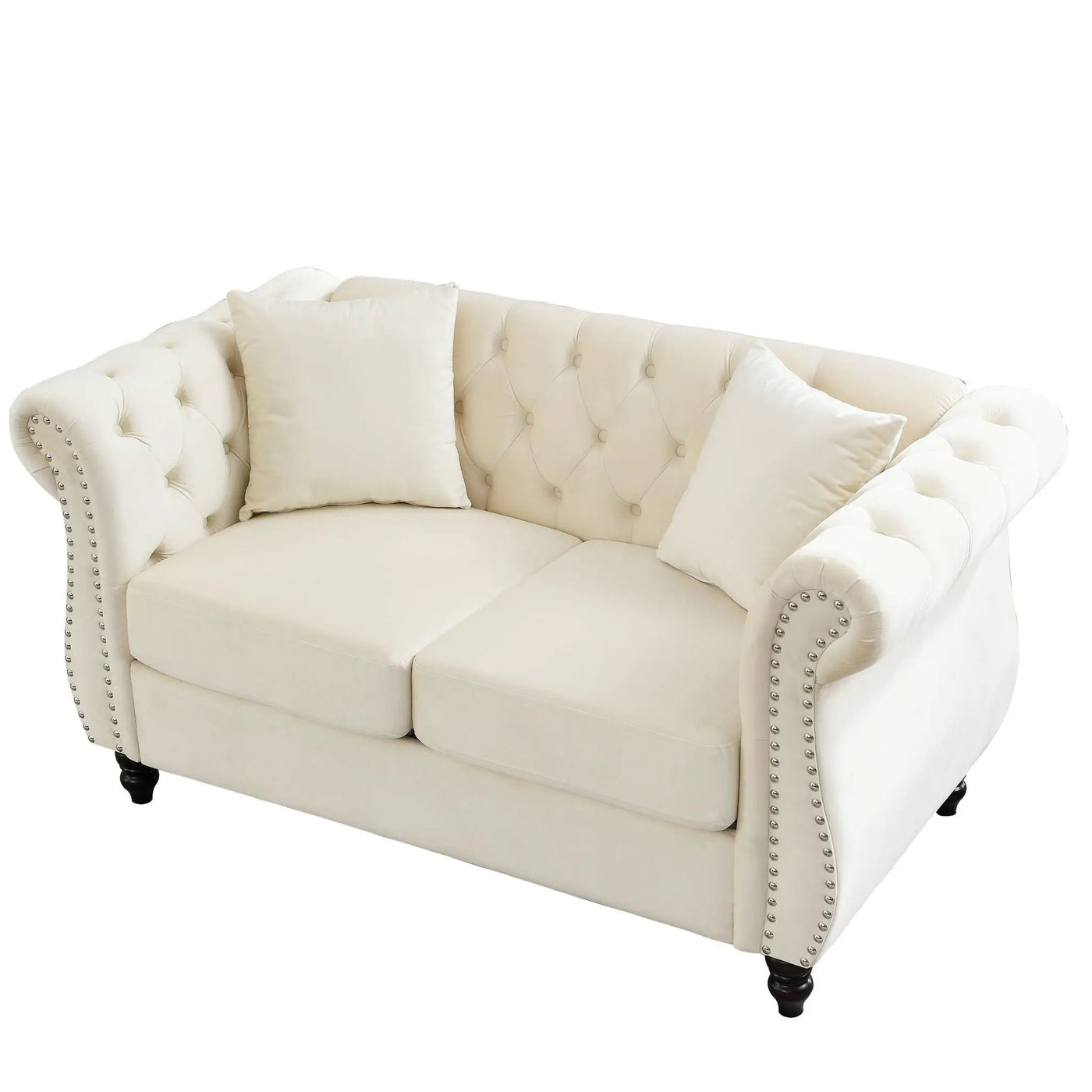 Chesterfield Sofa With Rolled Arms And Nailhead Trim by HouseOfZazla