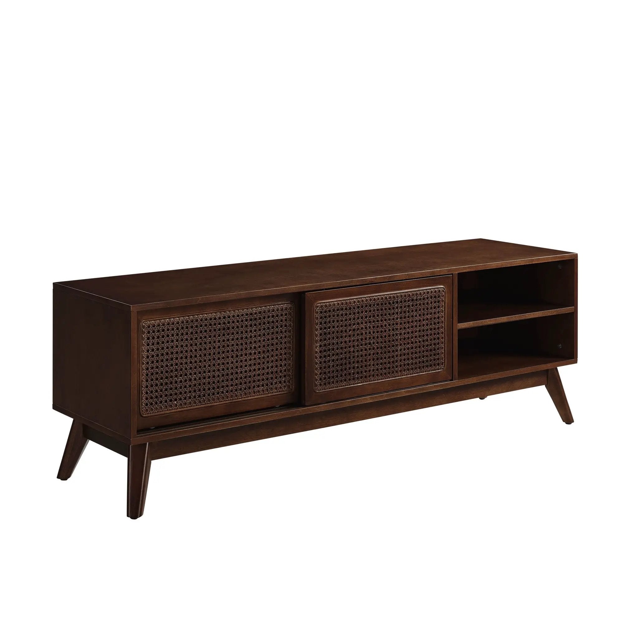 59 Inch Mid Century Modern Rattan TV Stand for 65 Inch TV by HouseOfZazla