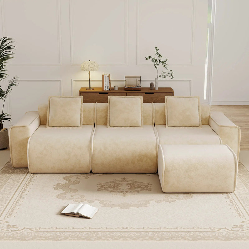 Streamlined Design Modular 3 Seat L Shape Sectional Sofa by HouseOfZazla