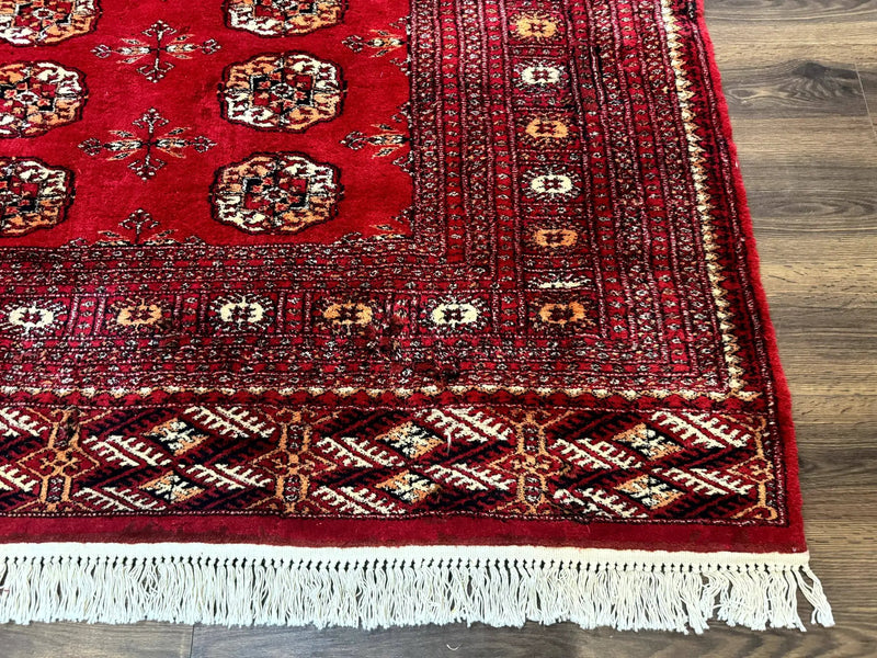 Red Turkoman Bokhara Rug 8x11, Pakistani Turkmen Carpet, Vintage Traditional Area Rug by Jewel Rugs
