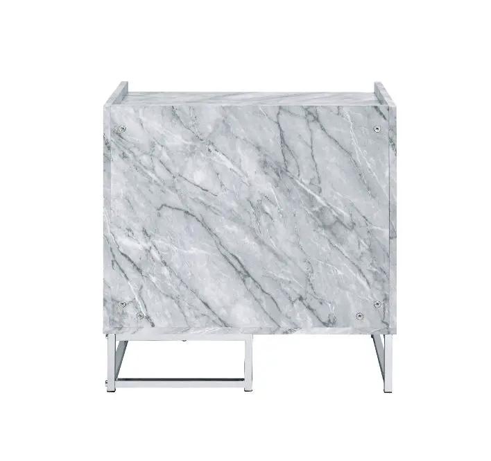 Azrael - Accent Table - White Printed Faux Marble & Chrome by Unique Piece Furniture
