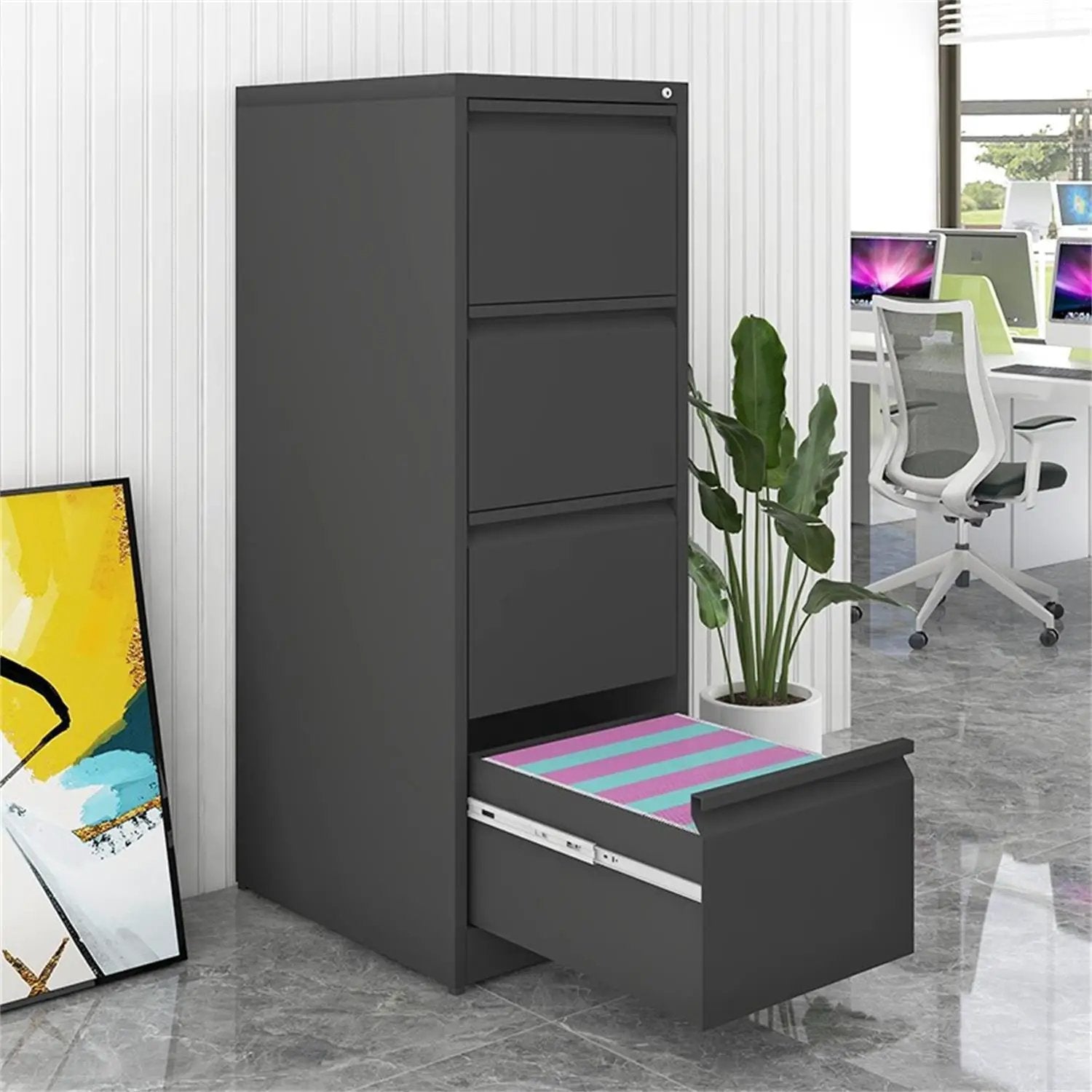 Durable Metal 3 Drawer File Cabinet With Lock For Office Storage by Unique Piece Furniture