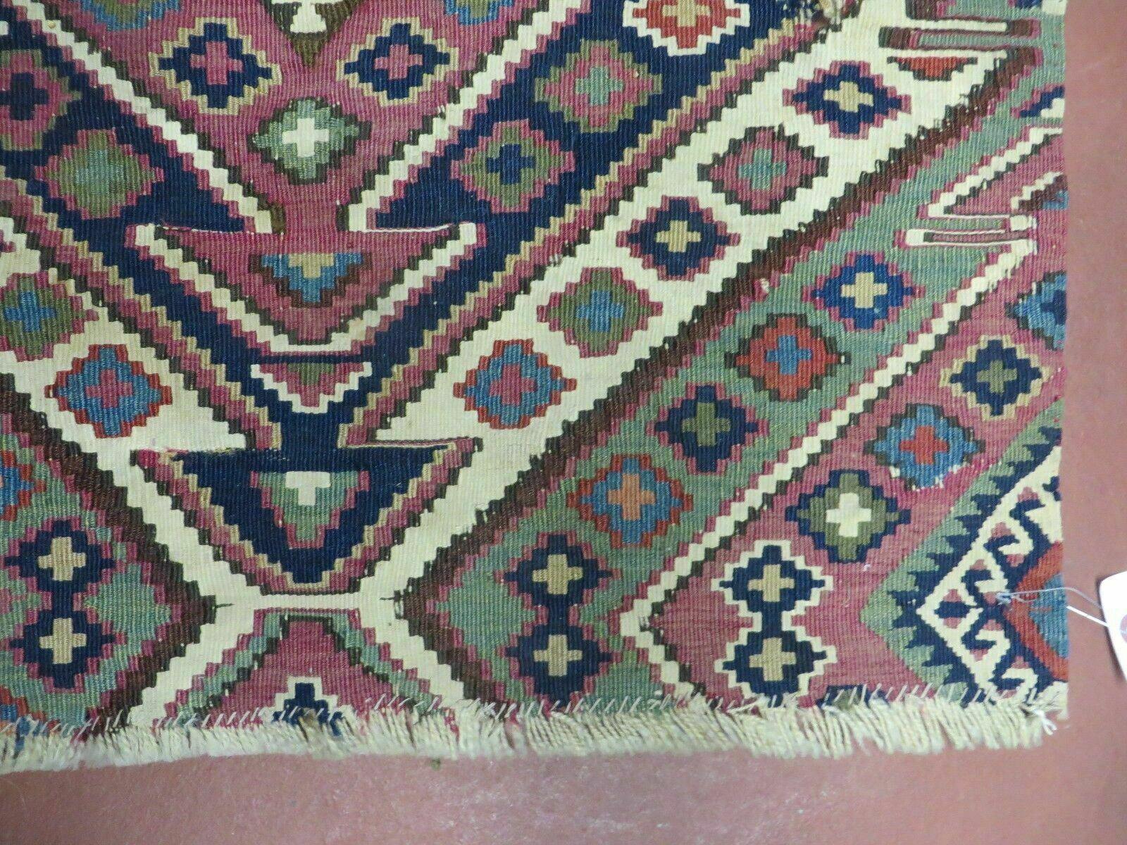 2' 1" X 4' 4" Antique Handmade Bagface Kilim Shirvan Caucasian Wool Rug Nice by Jewel Rugs