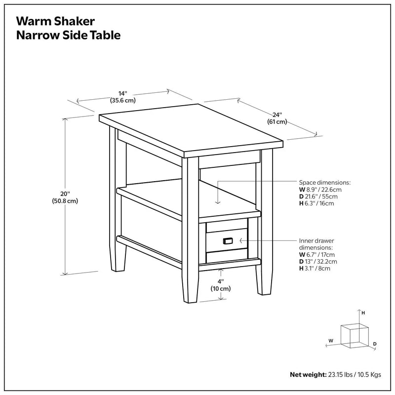 Warm Shaker - Narrow Side Table - Distressed Charcoal Brown by Unique Piece Furniture