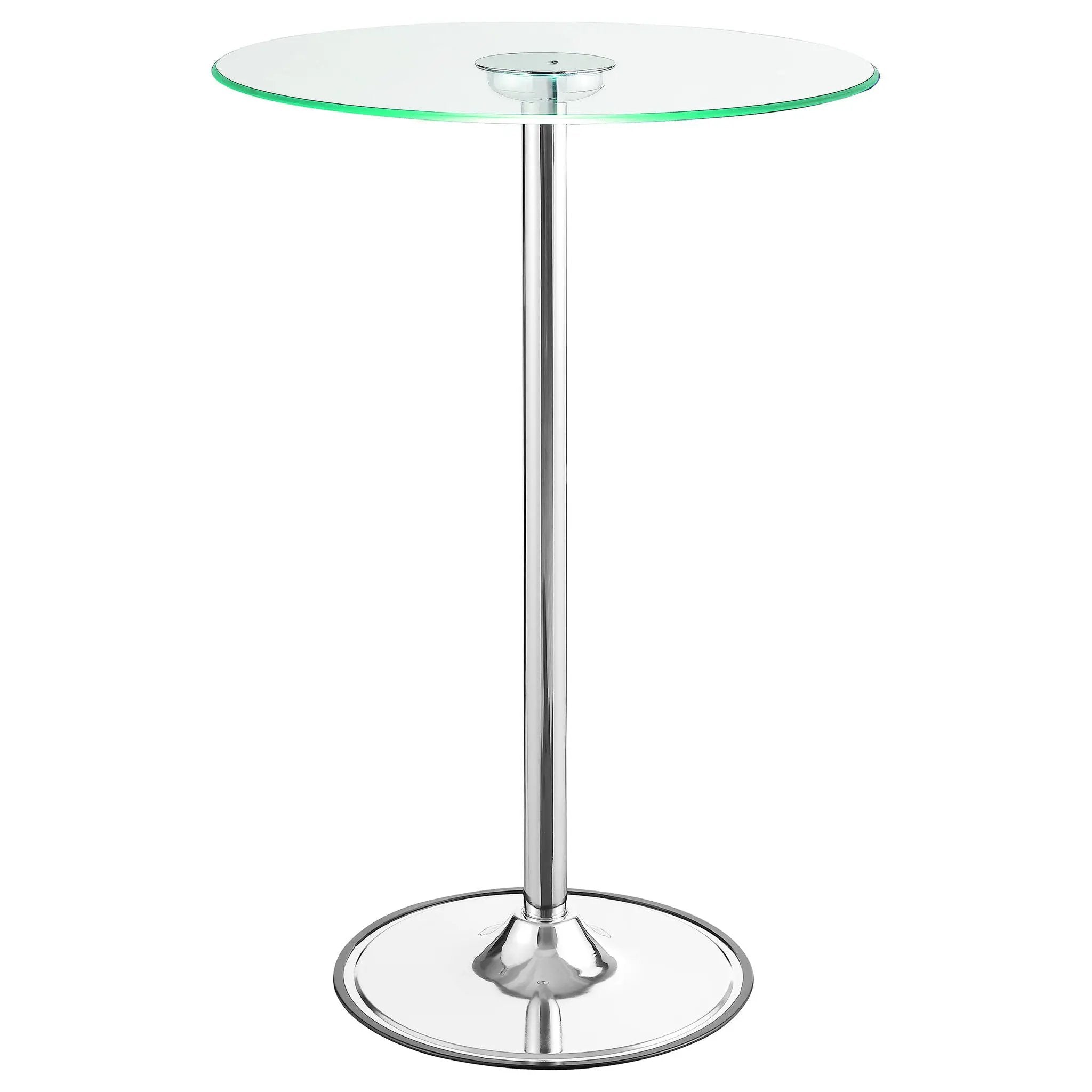 Thea Round 28-inch Glass Top LED Bistro Bar Table Chrome by Unique Piece Furniture