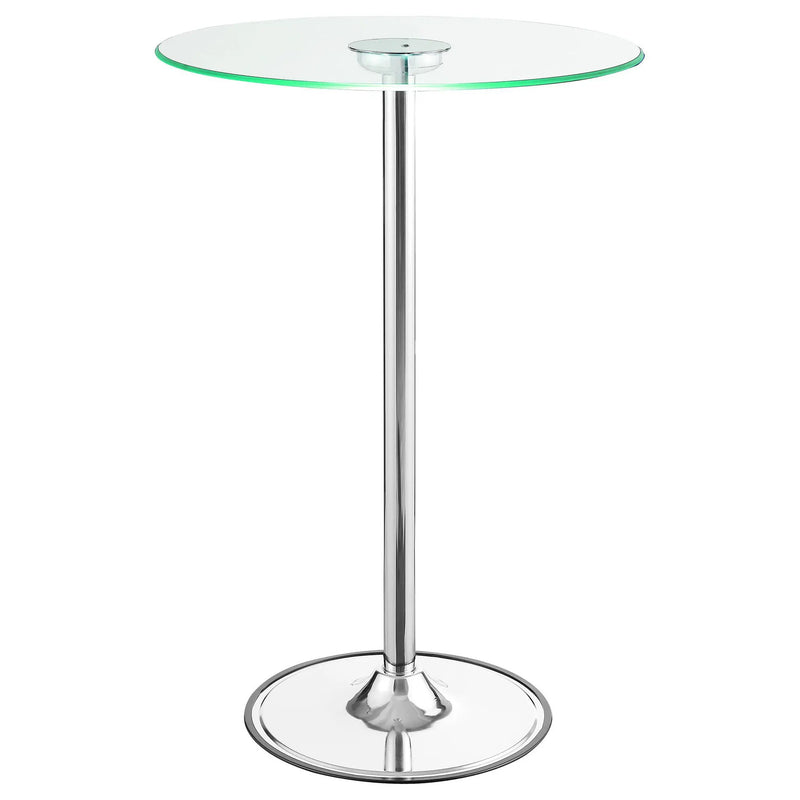 Thea Round 28-inch Glass Top LED Bistro Bar Table Chrome by Unique Piece Furniture