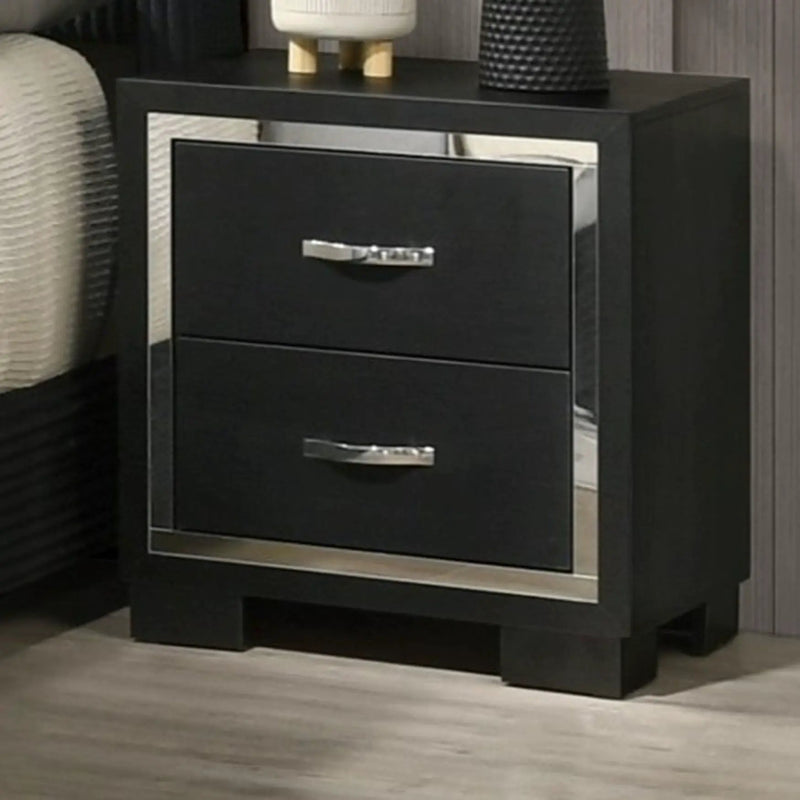 2 Drawer Bedroom Nightstand With Handles - Black by Unique Piece Furniture