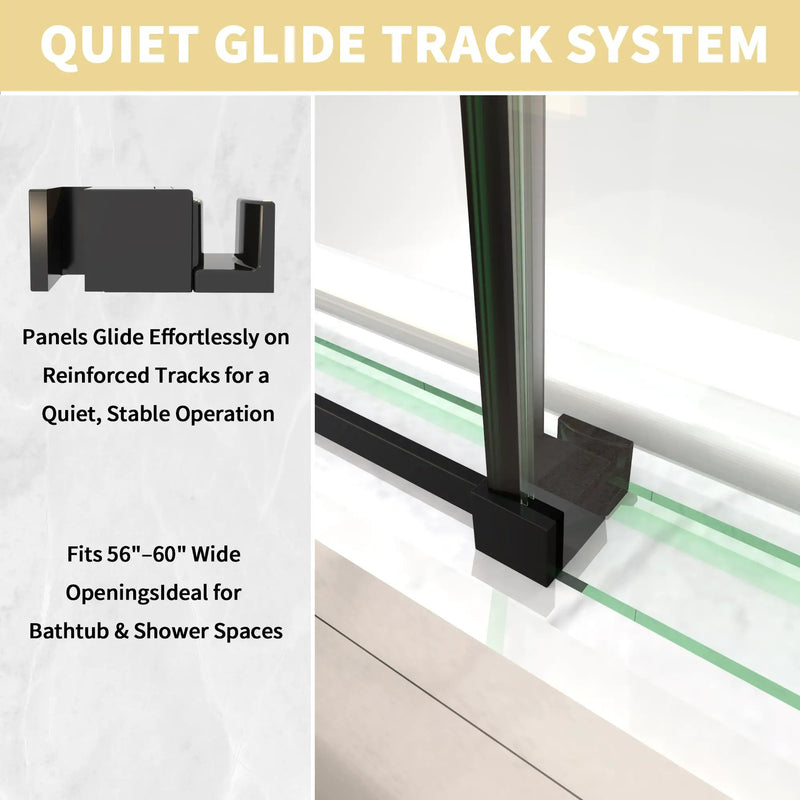 Mod Semi-Frameless Sliding Bathtub Door in Matte Black, photo 10 of 10