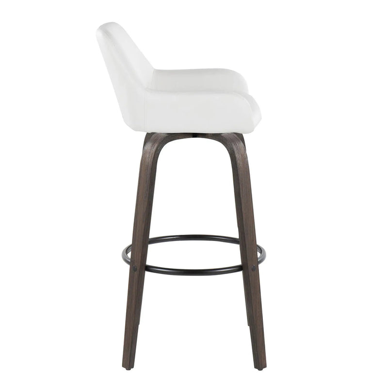 Daniella - Contemporary Fixed Height, Barstool With Swivel With Round Footrest (Set of 2) by HouseOfZazla