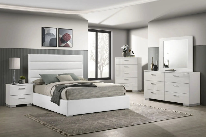 Felicity 5-piece California King Bedroom Set White High Gloss by Unique Piece Furniture