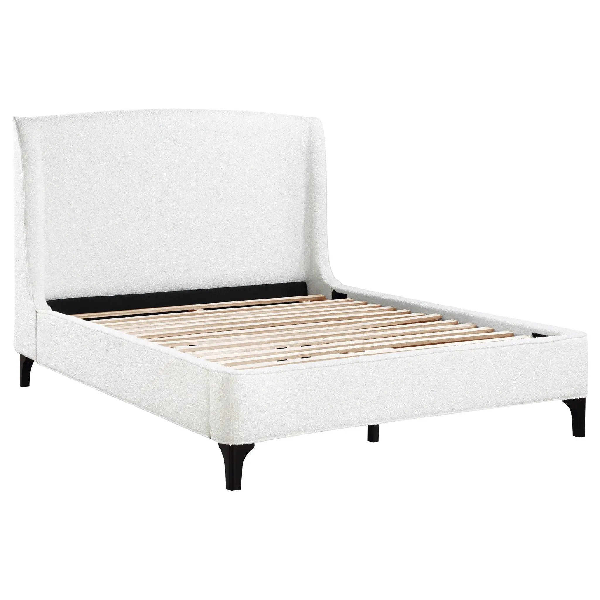 Mosby Upholstered Eastern King Wingback Bed Snow by Unique Piece Furniture