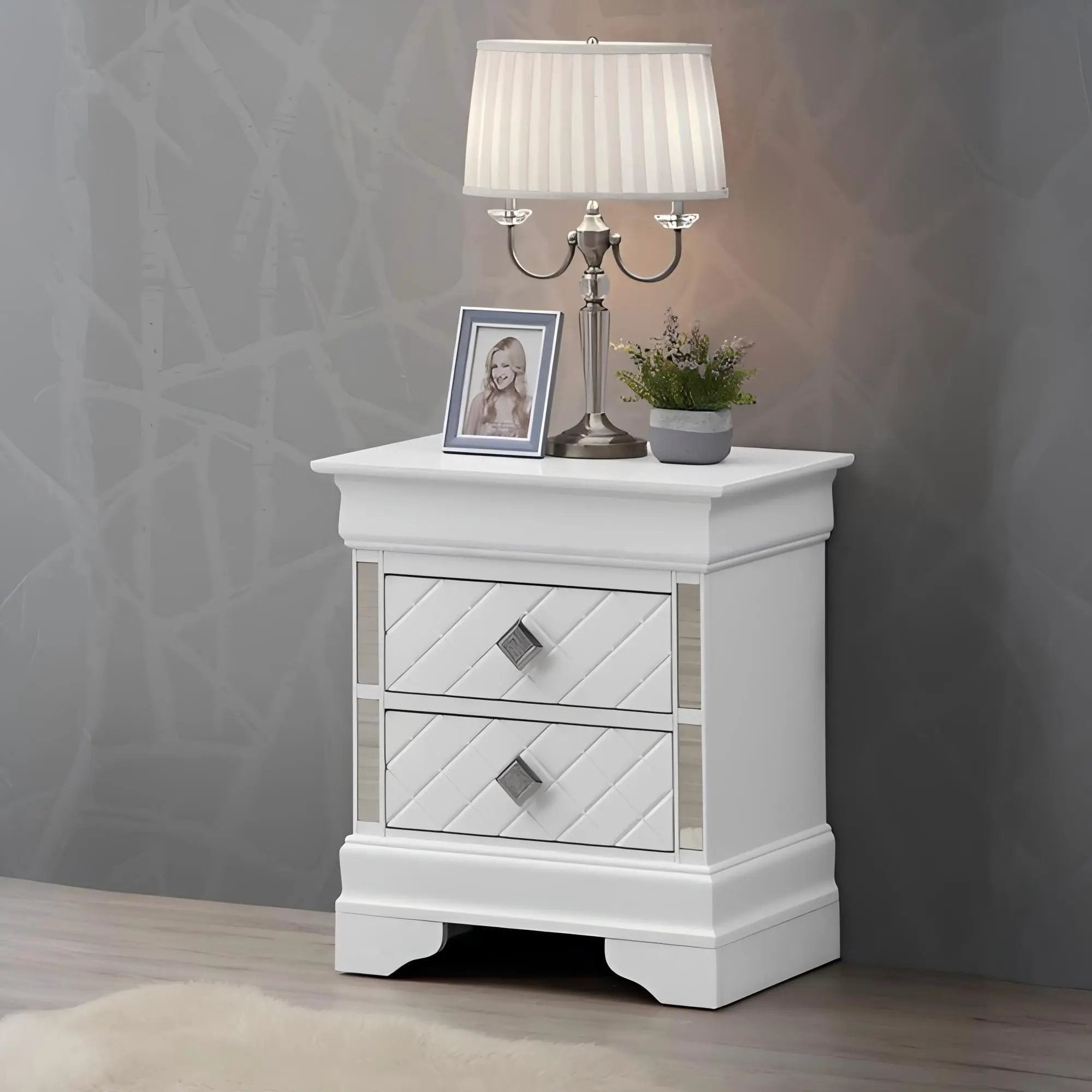 Accent Nightstand - Silver Champagne by HouseOfZazla