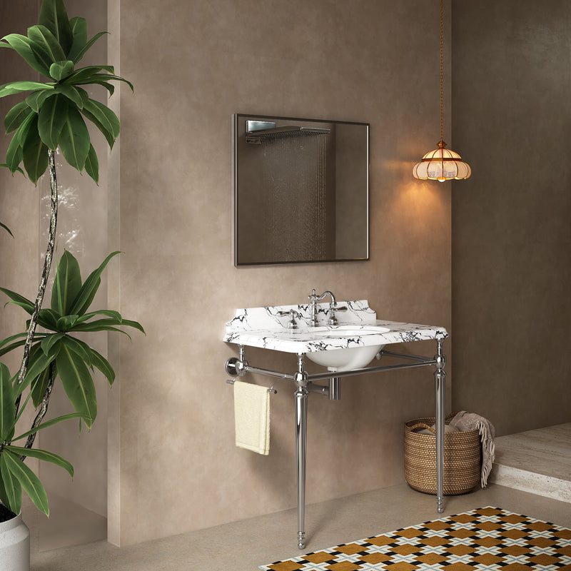 VICI 36" Bathroom Console Sink, Undermount Ceramic Vanity Basin by HouseOfZazla