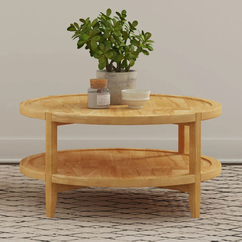 Camillo Round Solid Wood Coffee Table Maple Brown by Unique Piece Furniture