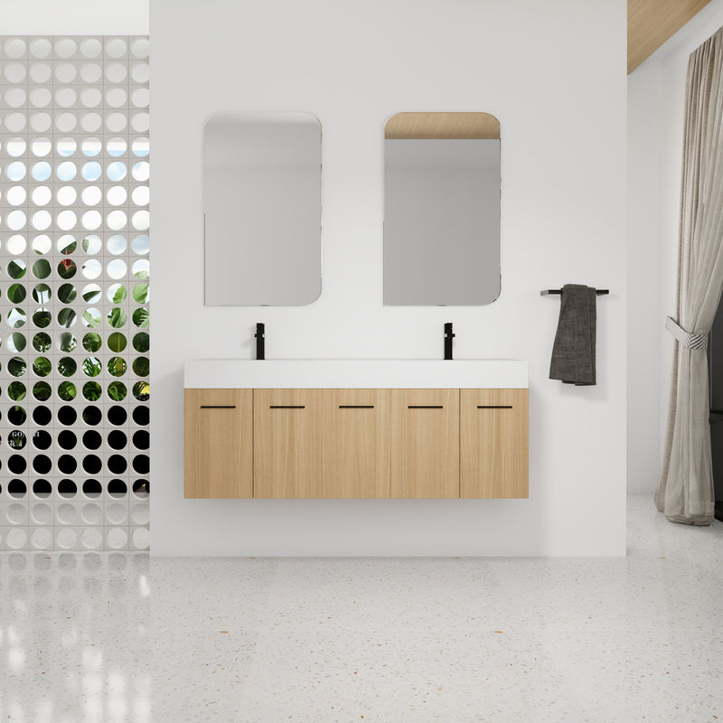 60" Floating Double Sink Bathroom Vanity with Extra-Large Storage by HouseOfZazla