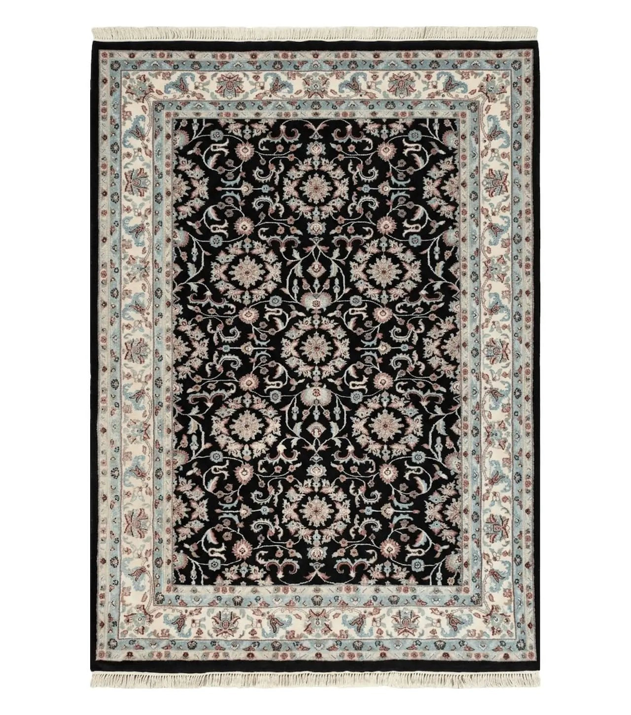6' X 9' Handmade Indian Agra Wool Rug Carpet Vegetable Dyes Black by Jewel Rugs