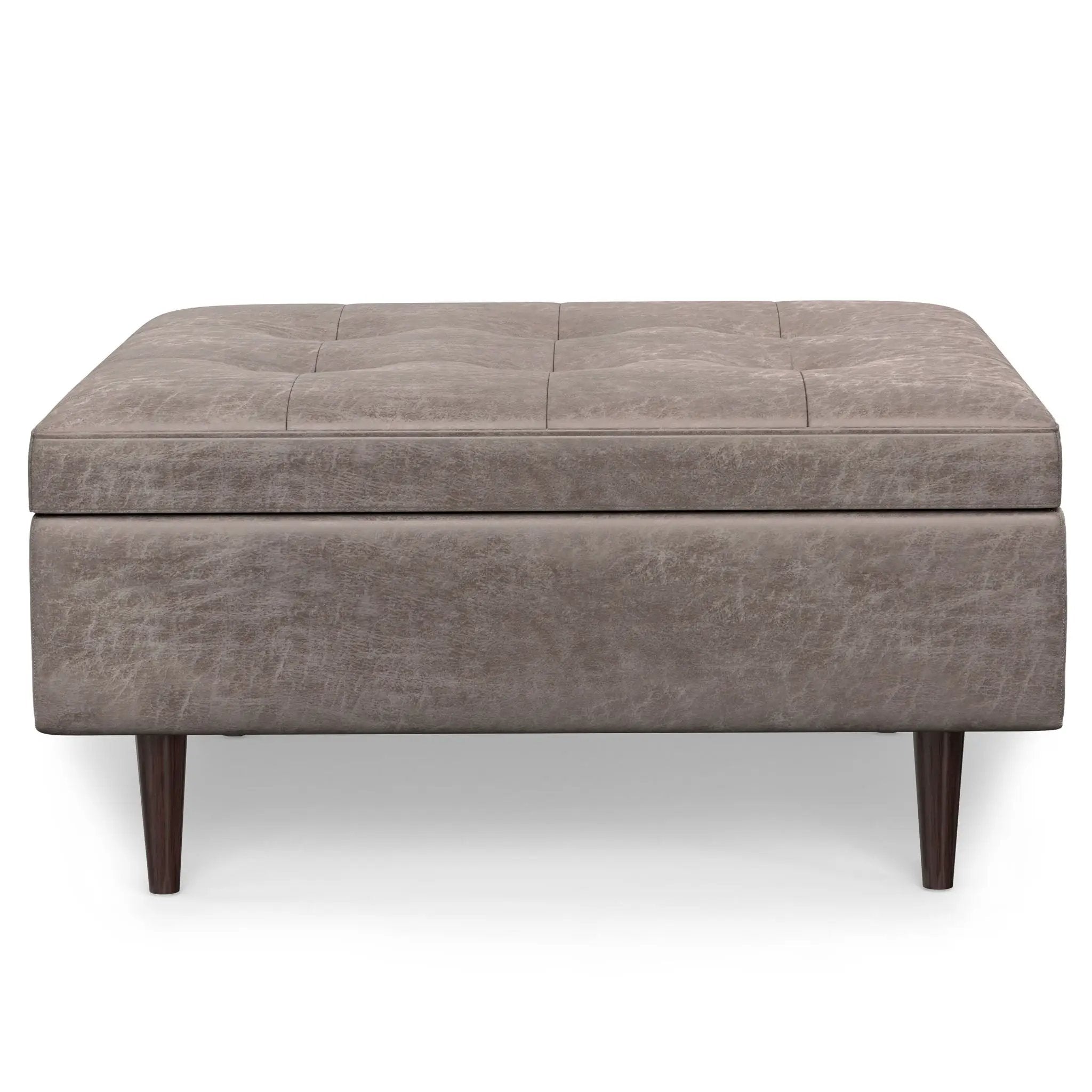 Shay - Large Square Coffee Table Storage Ottoman Mid-Century Style by Unique Piece Furniture