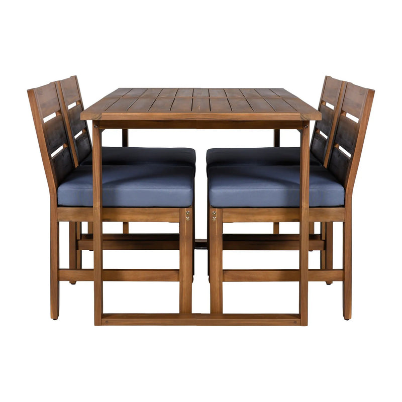 U_STYLE Farmhouse 5-Piece Outdoor Patio Dining Set with Adjustable Legs by HouseOfZazla