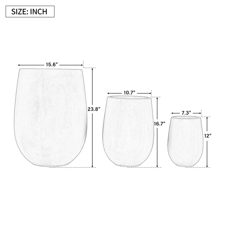 U_STYLE Lightweight Round MGO Outdoor Planter Set - 3 Sizes by HouseOfZazla