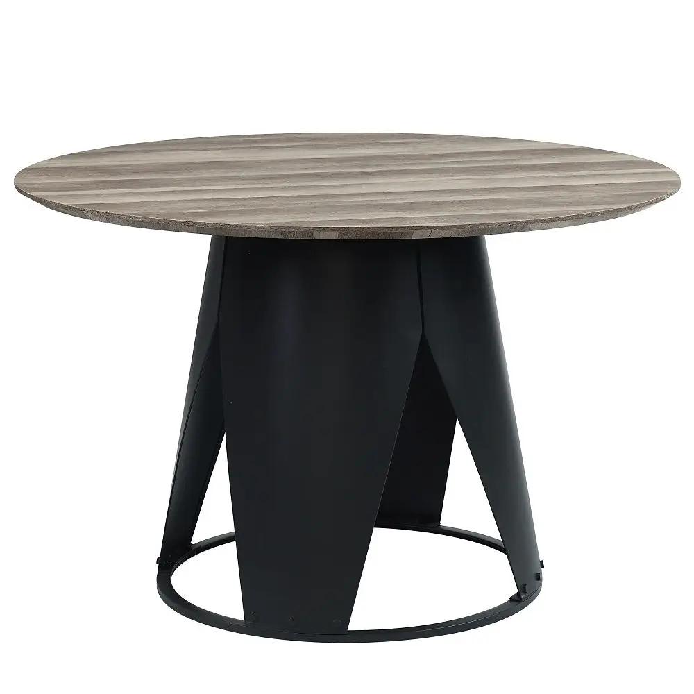 Zudora - Round Dining Table - Antique Oak & Black by Unique Piece Furniture
