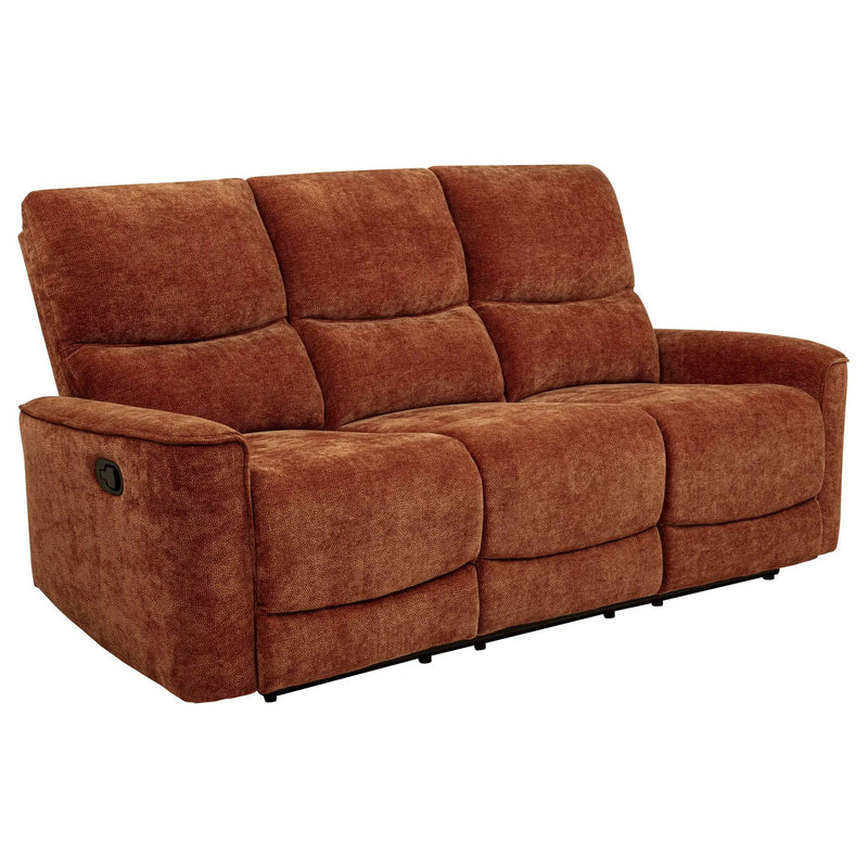 Navarro Chenille Upholstered Reclining Sofa Burnt Orange by Unique Piece Furniture