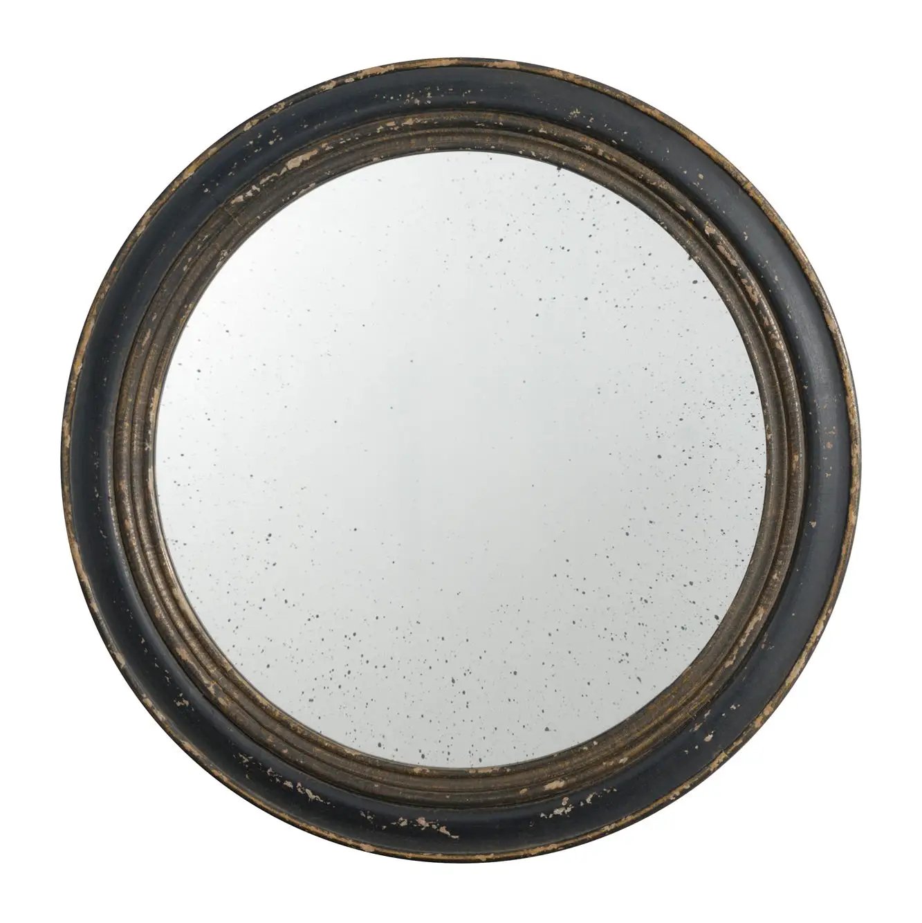 Circle Wall Mirror With Wooden Frame, Antique Classic Accent Mirror, For Living Room - Black by Unique Piece Furniture