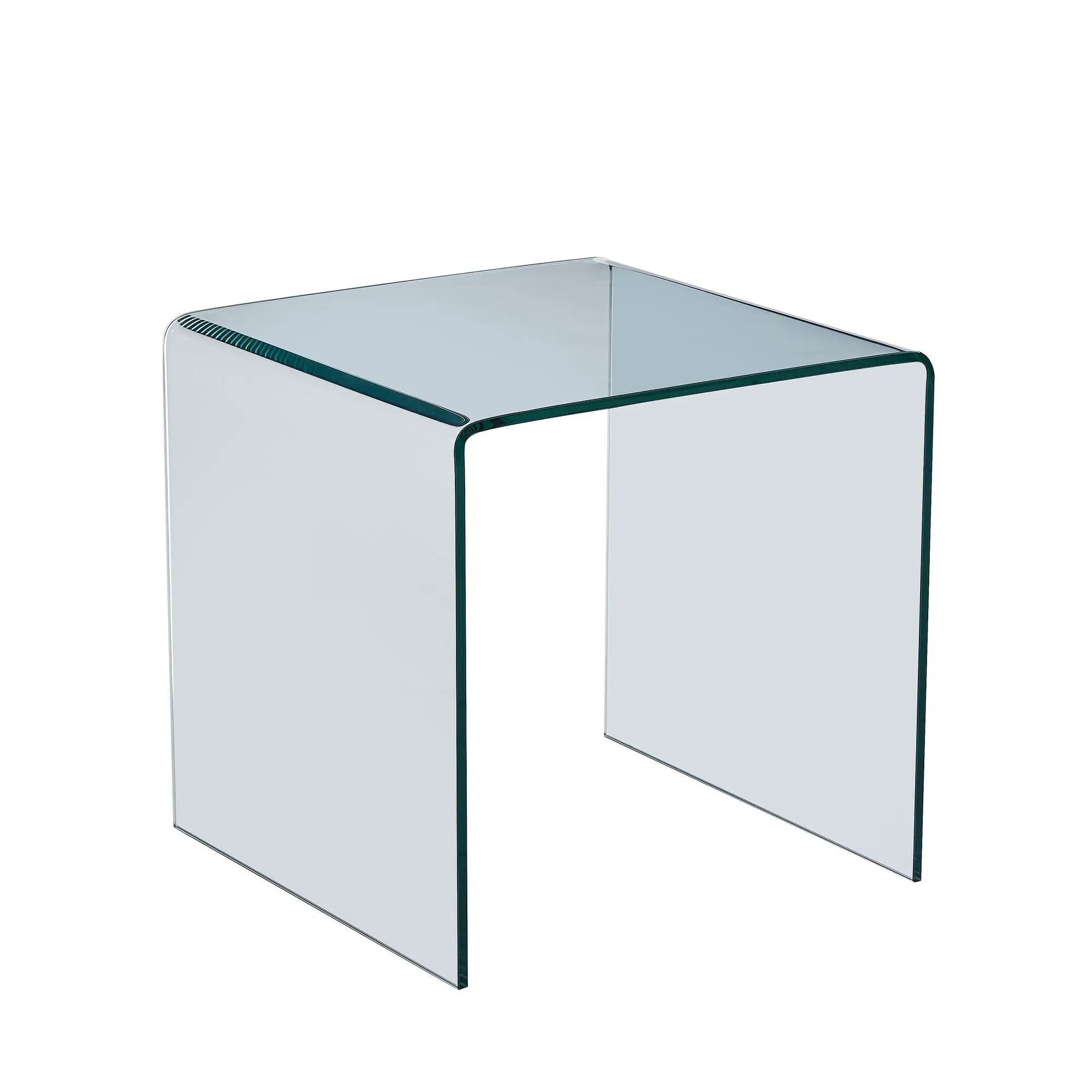 Tempered Bent Glass Sidetable, Transparent End Table, Sofa Table, Premium Glass, Multi Purpose Design - Transparent by Unique Piece Furniture