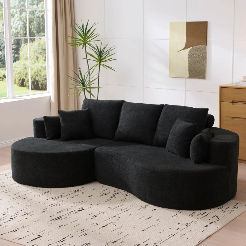 106 in. 2-Piece Fabric Cloud Curved Sectional Boucle Sofa with Chaise Lounge by HouseOfZazla