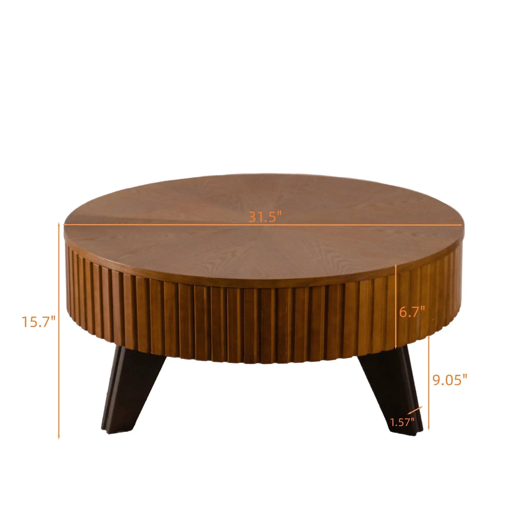 Round Retro Coffee With Solid Wood Legs by Unique Piece Furniture