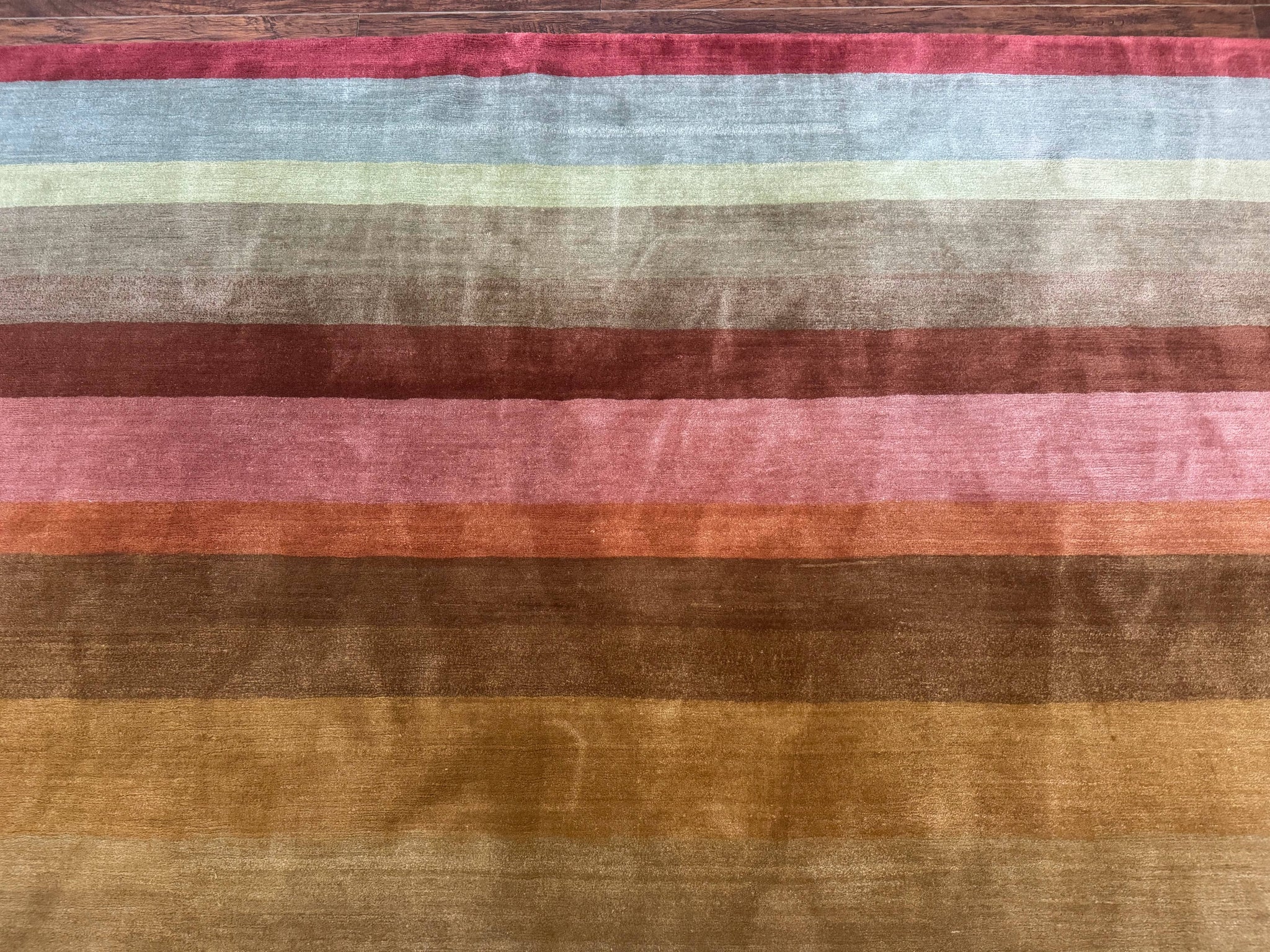 Modern Persian Gabbeh Rug 8x10, Multicolor Stripes, Soft Thick Wool Pile by Jewel Rugs
