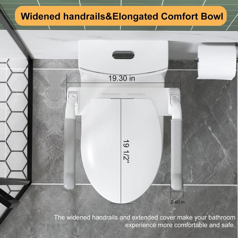 Upgraded Design Armrest, With Glossy Gw 007 1 Piece Toilet With Tornado Flush, Soft Close Seat, Dual Flush Map 1000G, Comfort Chair Seat - Gloss White by HouseOfZazla