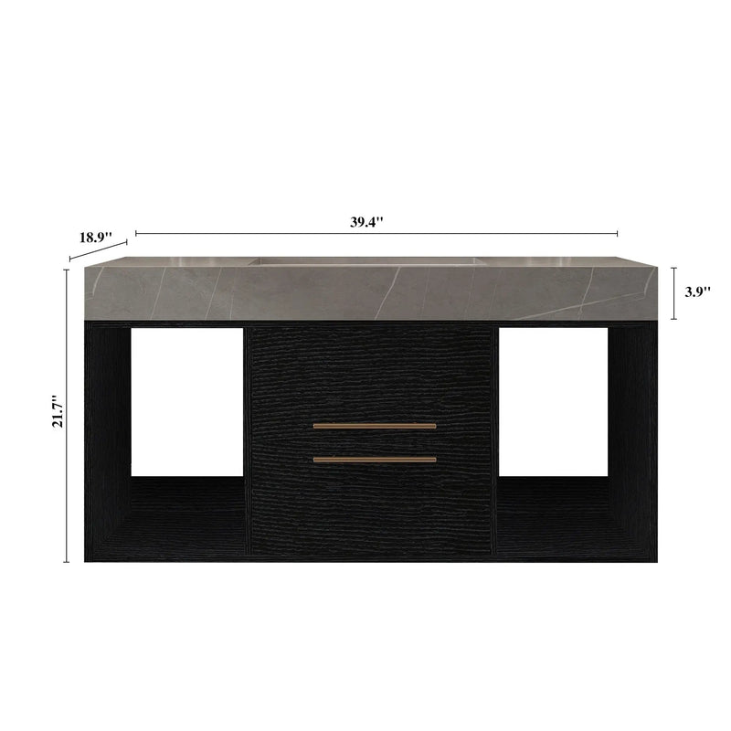 39.4 Inches Single Contemporary Floating Bathroom Vanity, photo 9 of 10