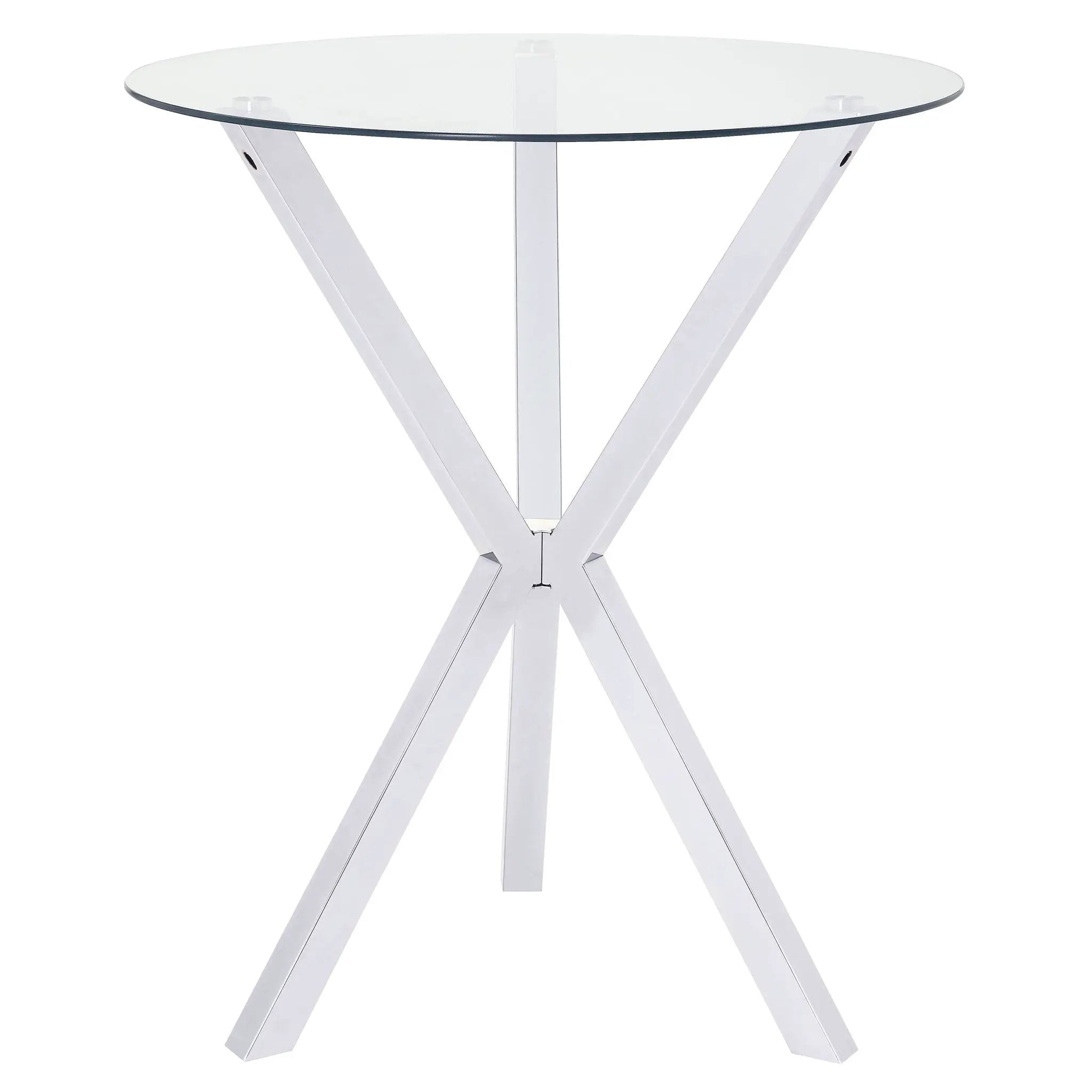 Denali Round 35-inch Glass Top Bistro Bar Table Chrome by Unique Piece Furniture