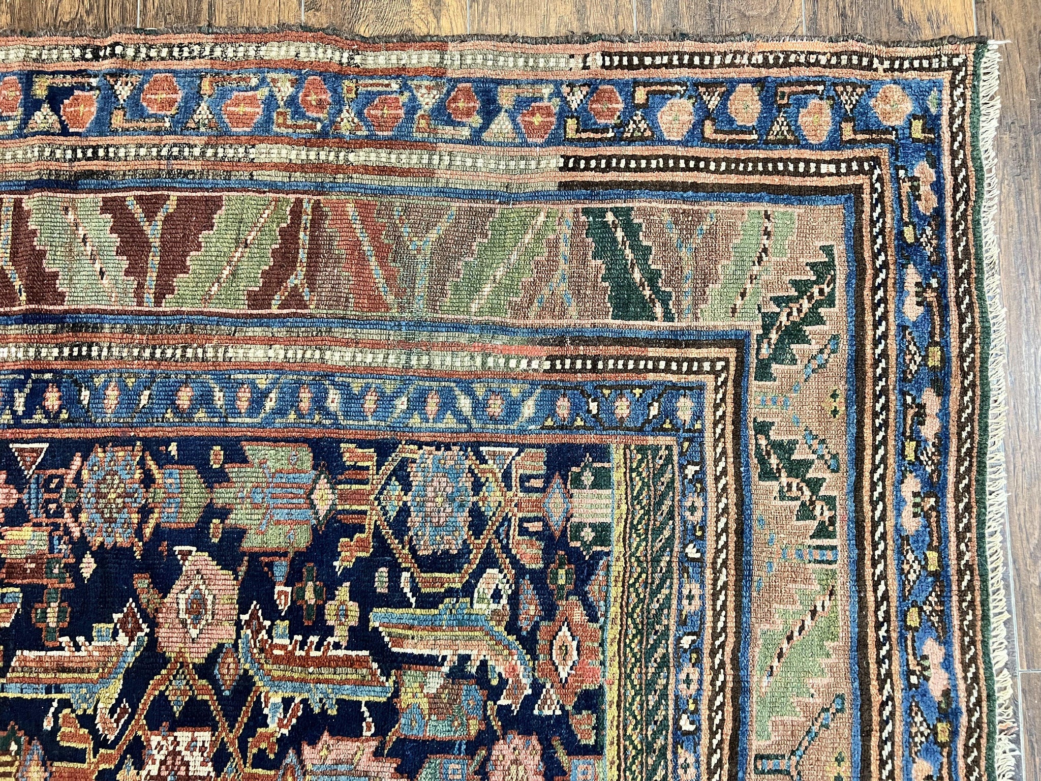 Caucasian Kalegy Rug 6x11, Wide Runner, Wool Hand Knotted Carpet, Navy Blue Tribal Rug, 1920s Antique Rug, 6 x 11 Oriental Carpet by Jewel Rugs