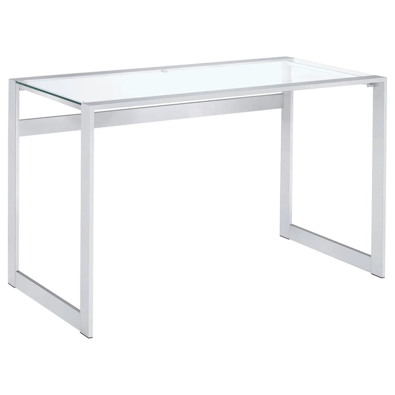 Hartford 47-inch Glass Top Writing Desk Chrome by Unique Piece Furniture